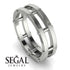 Architectural Hidden Diamond Wedding Band - Noah No. 3