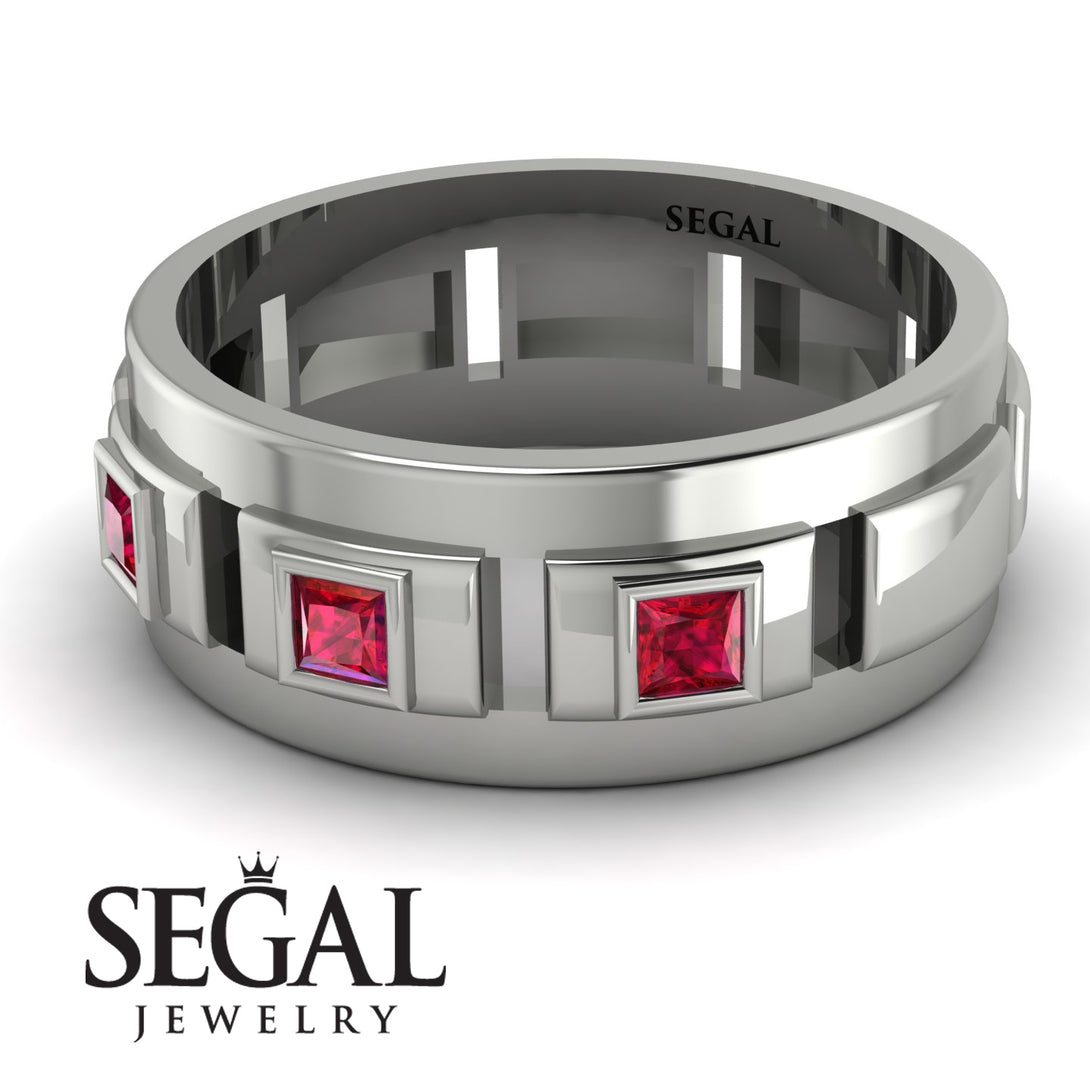 Architectural Princess Ruby Wedding Band - Henry No. 9