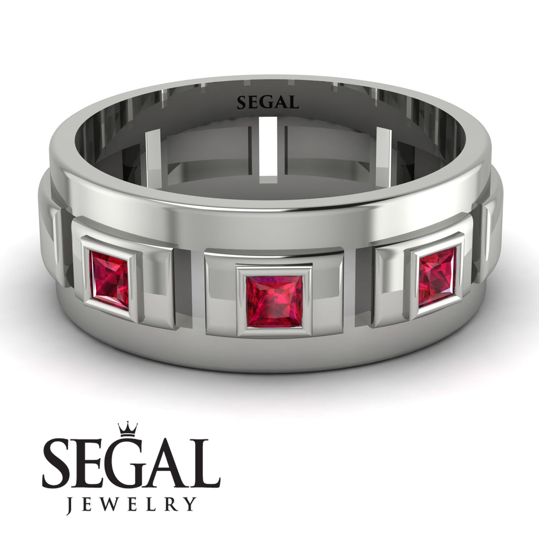 Architectural Princess Ruby Wedding Band - Henry No. 9