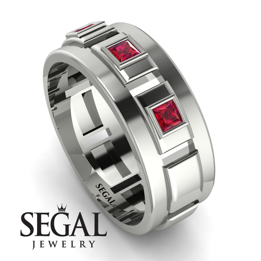Architectural Princess Ruby Wedding Band - Henry No. 9