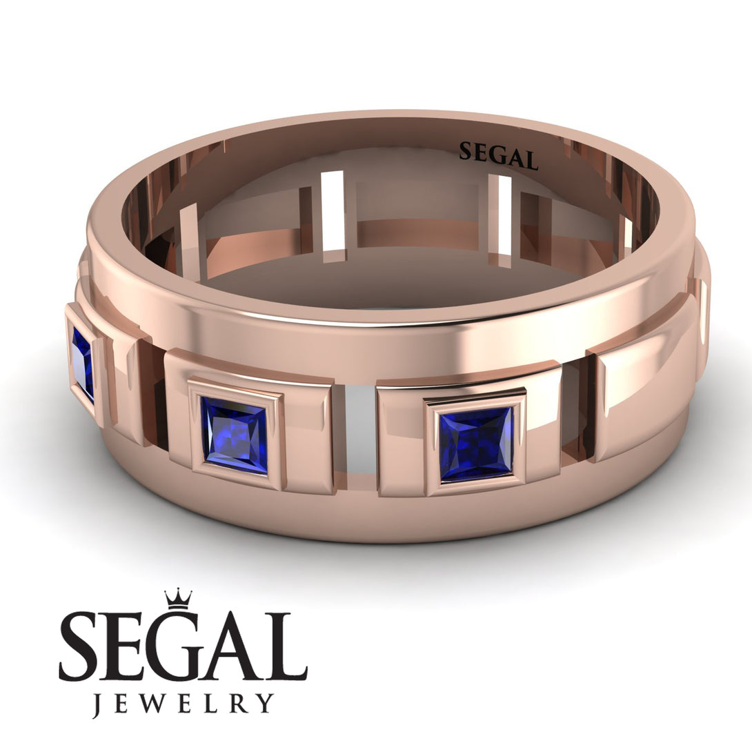 Architectural Princess Sapphire Wedding Band - Henry No. 14