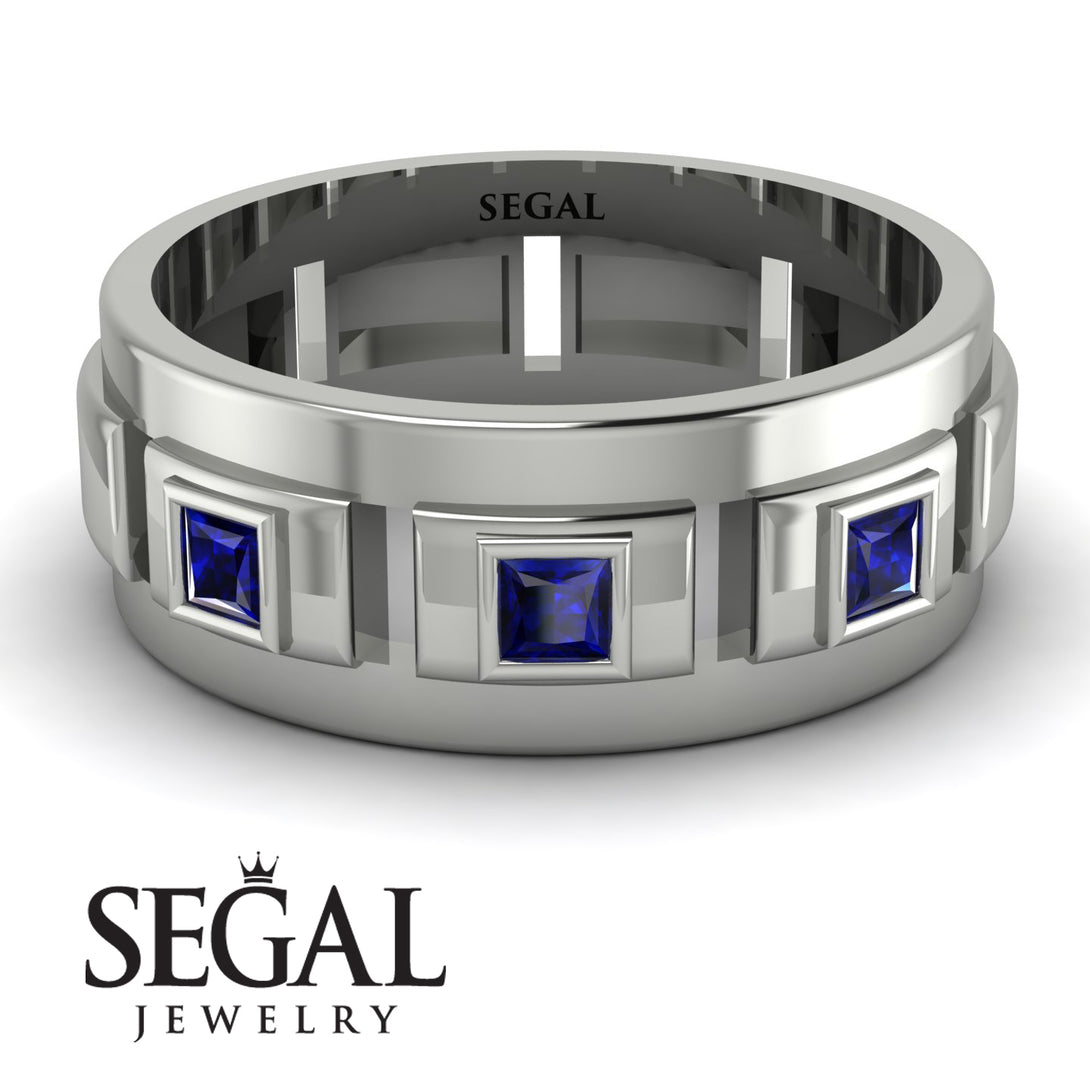 Architectural Princess Sapphire Wedding Band - Henry No. 15