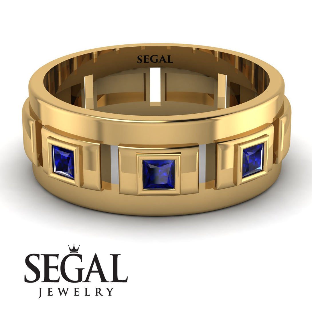 Architectural Princess Sapphire Wedding Band - Henry No. 13