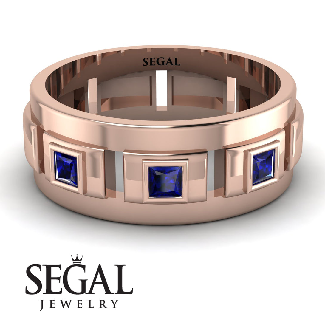 Architectural Princess Sapphire Wedding Band - Henry No. 14
