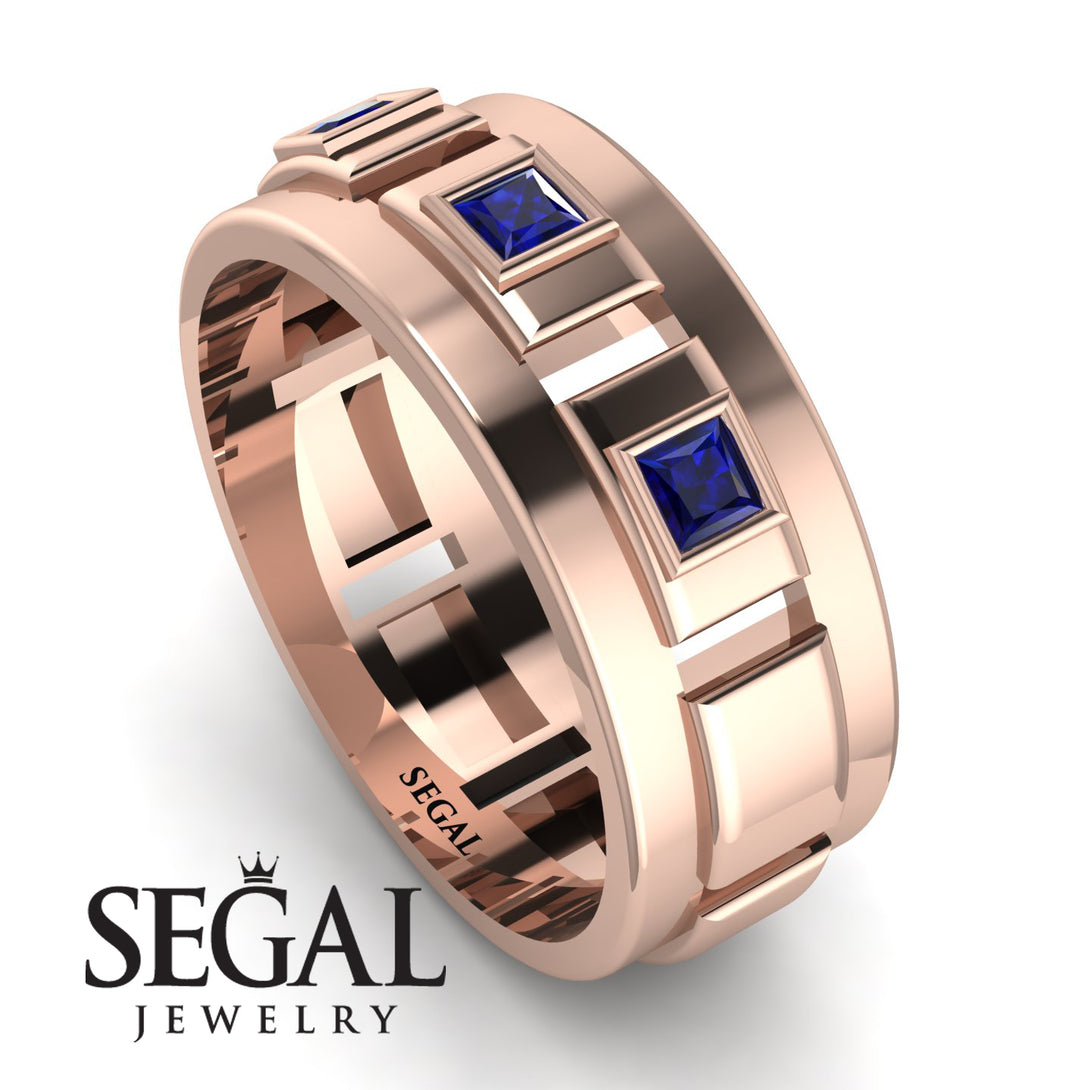Architectural Princess Sapphire Wedding Band - Henry No. 14