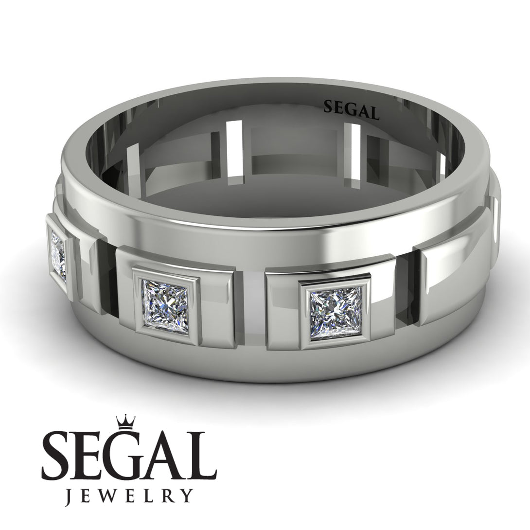 Architectural Princess Diamond Wedding Band - Henry No. 3