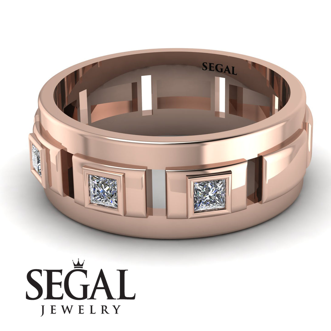 Architectural Princess Diamond Wedding Band - Henry No. 2