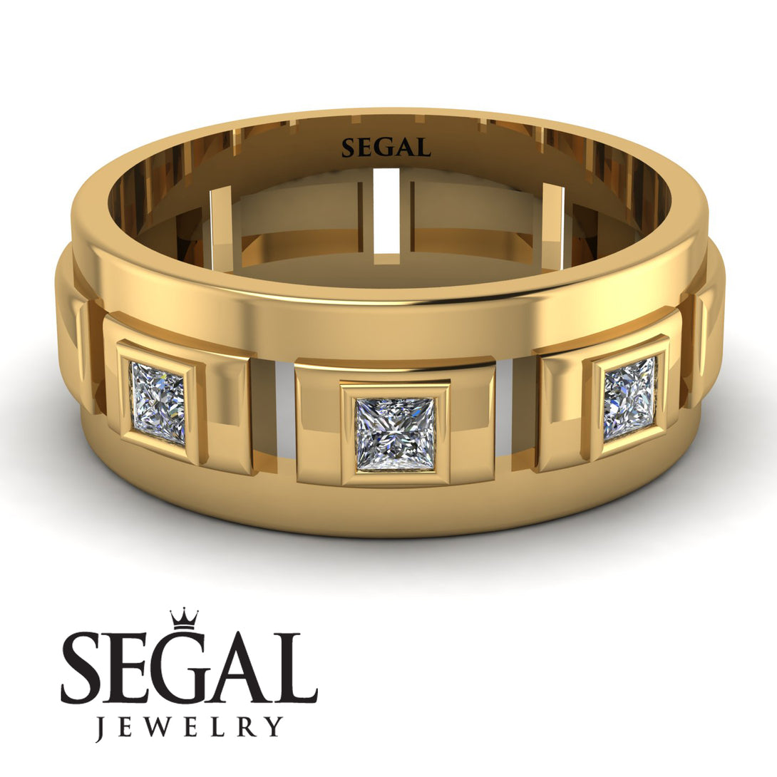 Architectural Princess Diamond Wedding Band - Henry No. 1