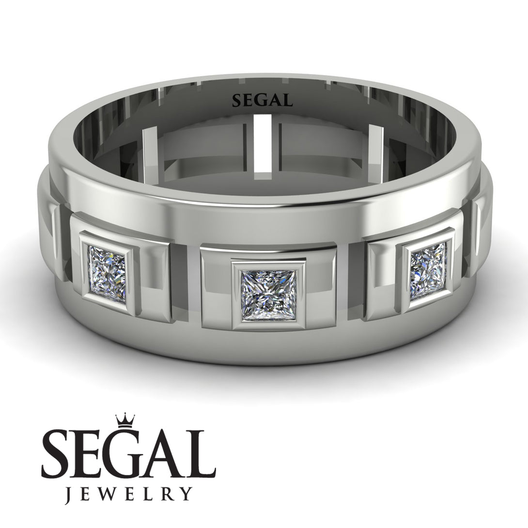 Architectural Princess Diamond Wedding Band - Henry No. 3