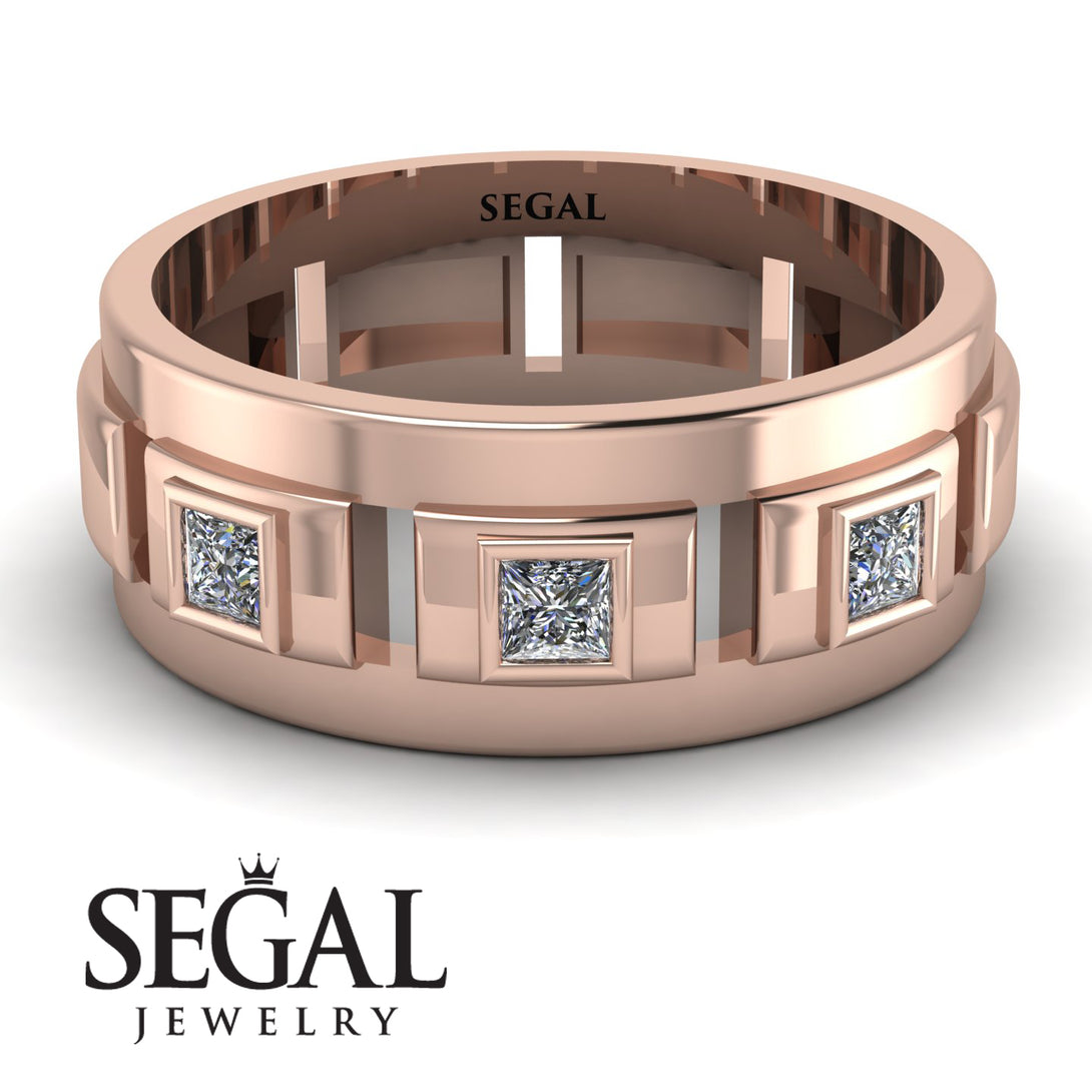 Architectural Princess Diamond Wedding Band - Henry No. 2