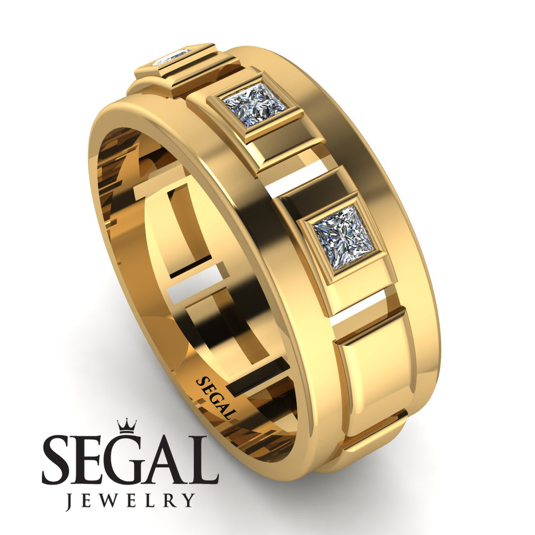 Architectural Princess Diamond Wedding Band - Henry No. 1