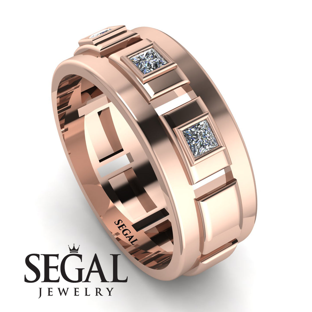 Architectural Princess Diamond Wedding Band - Henry No. 2