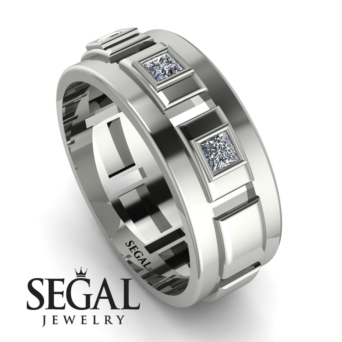Architectural Princess Diamond Wedding Band - Henry No. 3