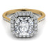 Two Tones Gorgeous Radiant Cut Diamond Pave Engagement Ring With Hidden Stone - Felicity No. 77