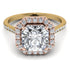 Two Tones Gorgeous Radiant Cut Diamond Pave Engagement Ring With Hidden Stone - Felicity No. 76