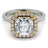 Two Tones Gorgeous Radiant Cut Diamond Pave Engagement Ring With Hidden Stone - Felicity No. 77