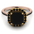Two Tones Gorgeous Radiant Cut Black Diamond Pave Engagement Ring With Hidden Stone - Felicity No. 79