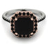 Two Tones Gorgeous Radiant Cut Black Diamond Pave Engagement Ring With Hidden Stone - Felicity No. 81