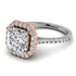 Two Tones Gorgeous Radiant Cut Diamond Pave Engagement Ring With Hidden Stone - Felicity No. 78