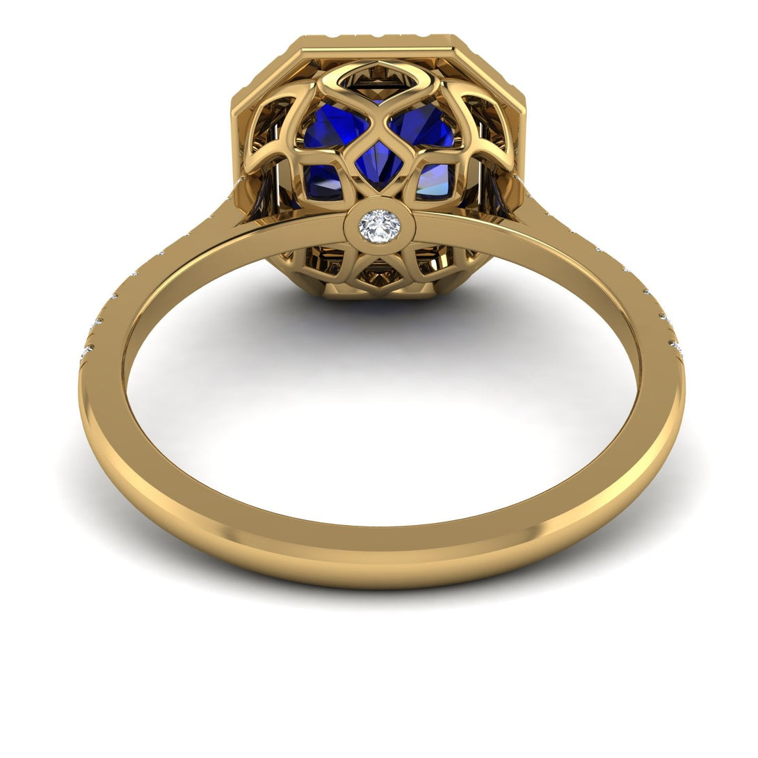 Gorgeous Radiant Cut Sapphire Pave Engagement Ring With Hidden Stone - Felicity No. 13