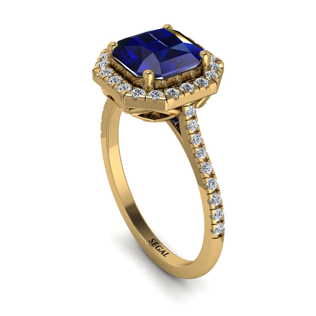 Gorgeous Radiant Cut Sapphire Pave Engagement Ring With Hidden Stone - Felicity No. 13