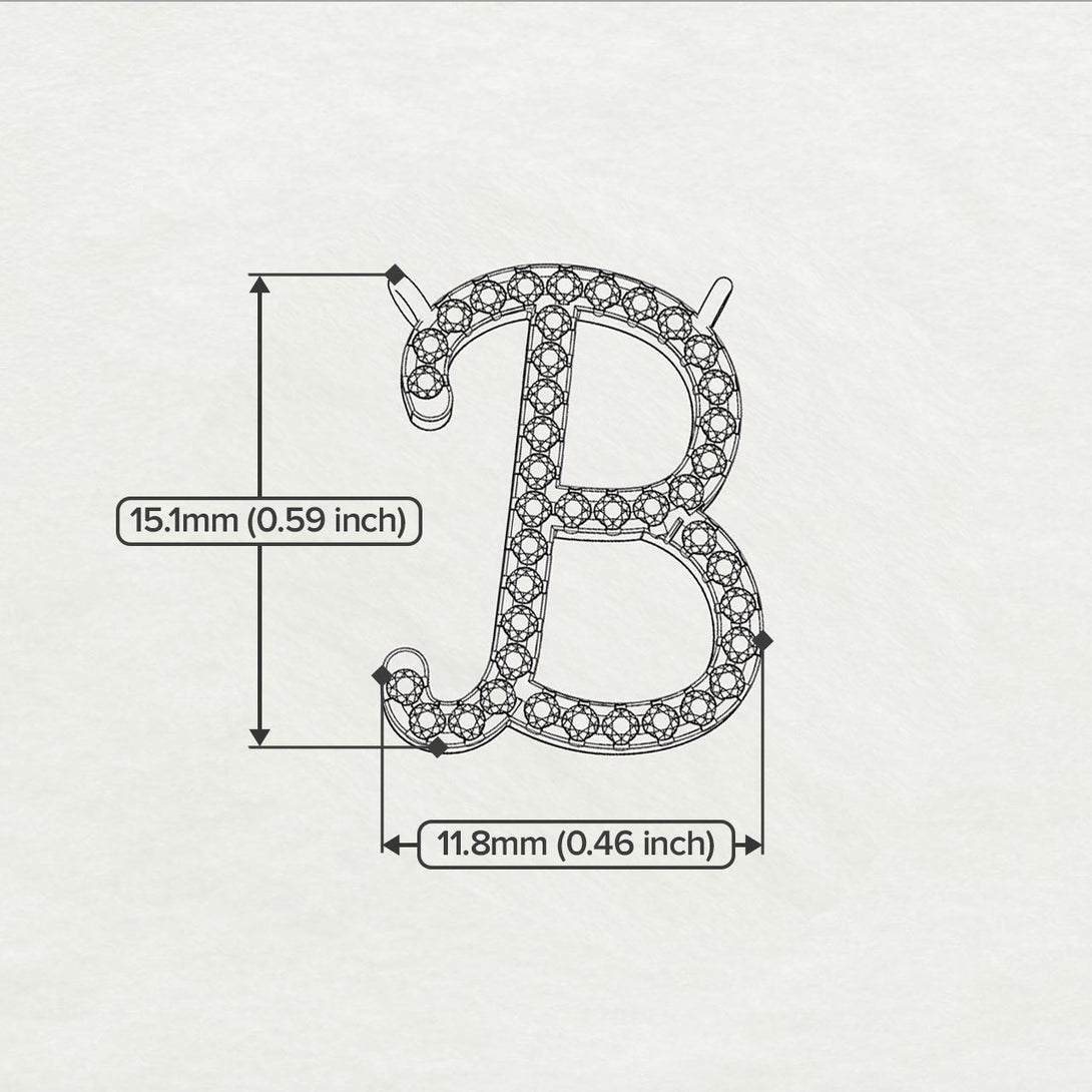 Black Diamond Gold Letter Necklace - B