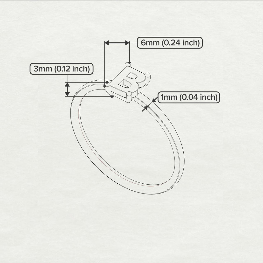 B Letter - Initial White Gold Diamond Ring