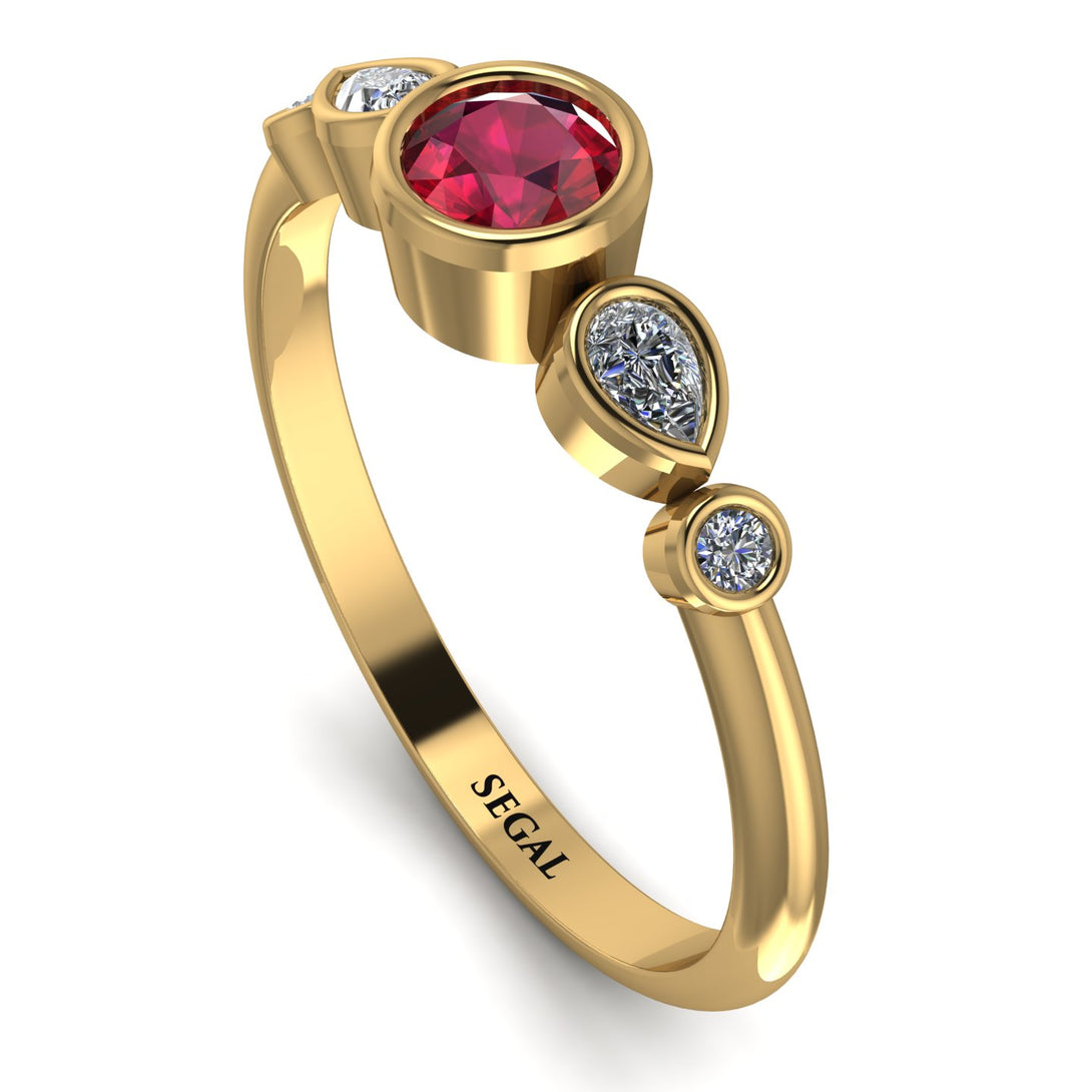 Bezel Symmetrical Ruby Ring - Ivy No. 10