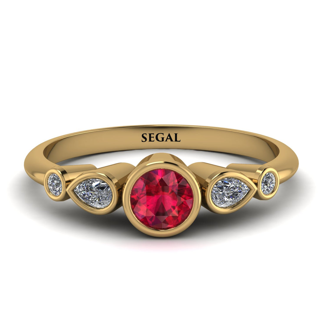 Bezel Symmetrical Ruby Ring - Ivy No. 10