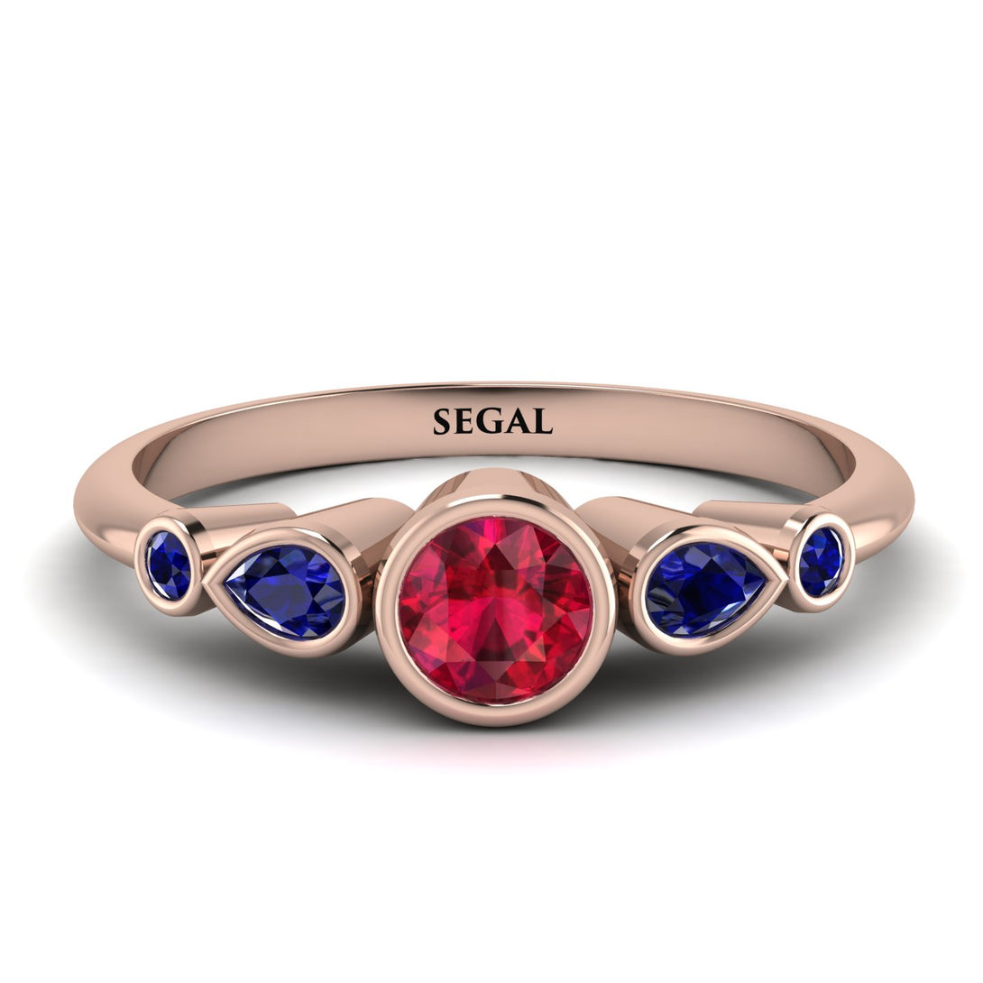 Bezel Symmetrical Ruby Ring - Ivy No. 71