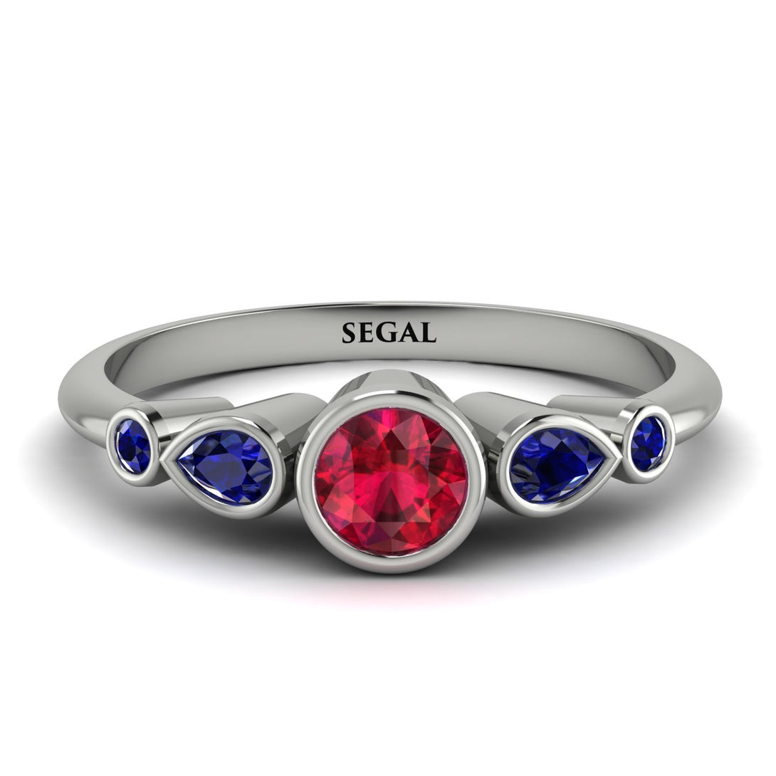 Bezel Symmetrical Ruby Ring - Ivy No. 72
