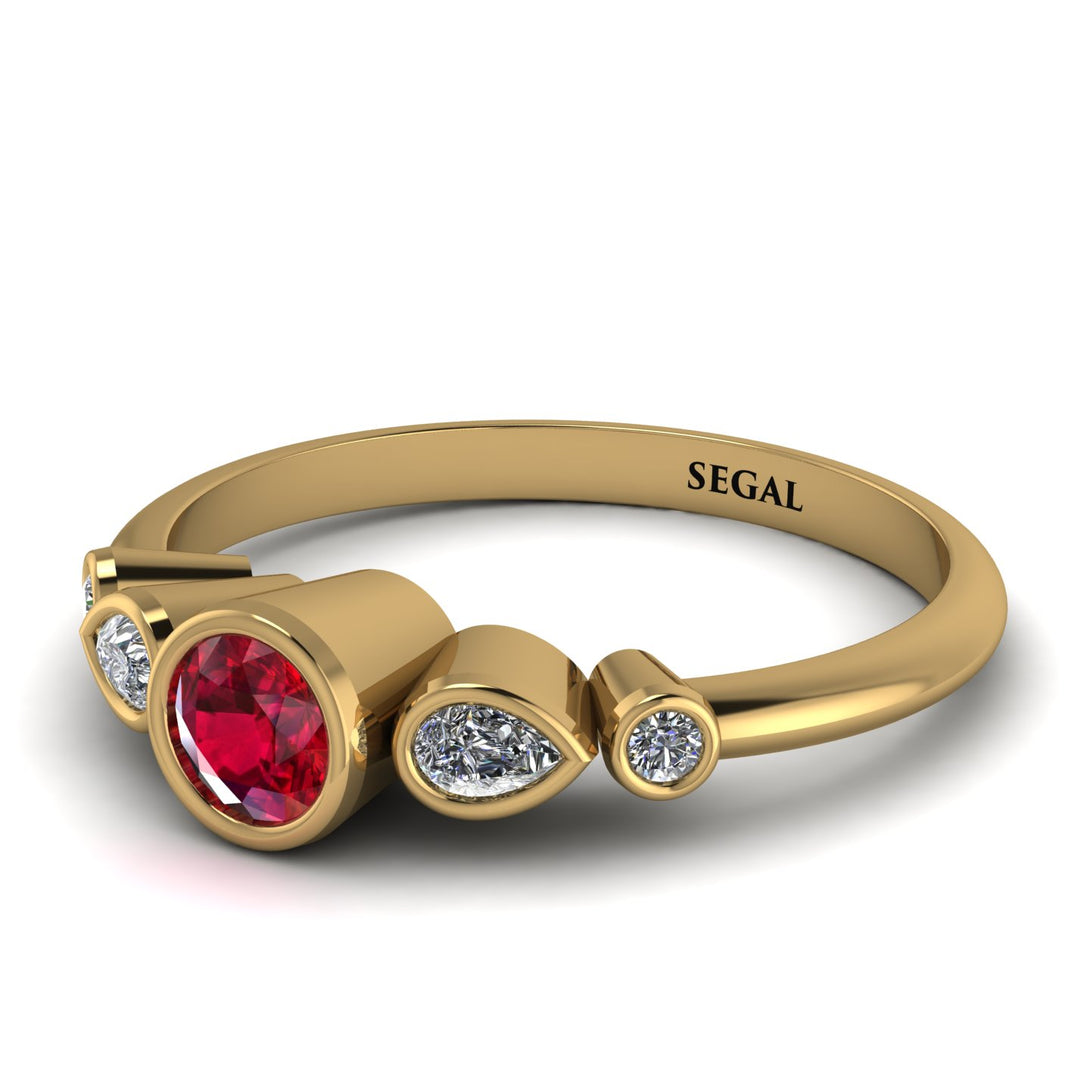 Bezel Symmetrical Ruby Ring - Ivy No. 10