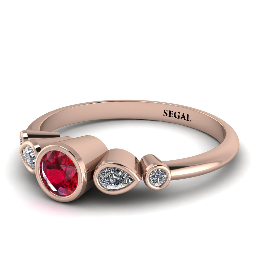 Bezel Symmetrical Ruby Ring - Ivy No. 11