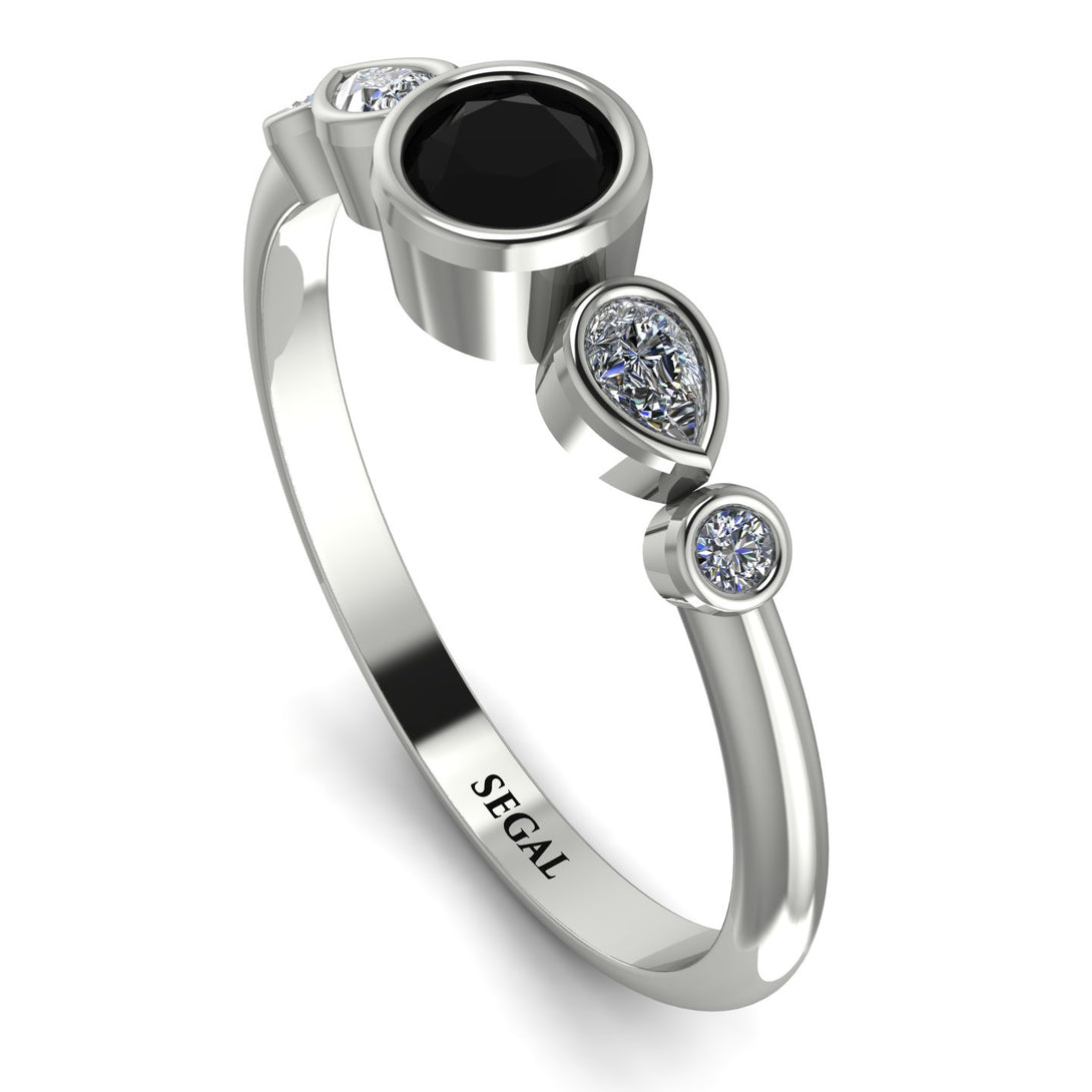 Bezel Symmetrical Black Diamond Ring - Ivy No. 9