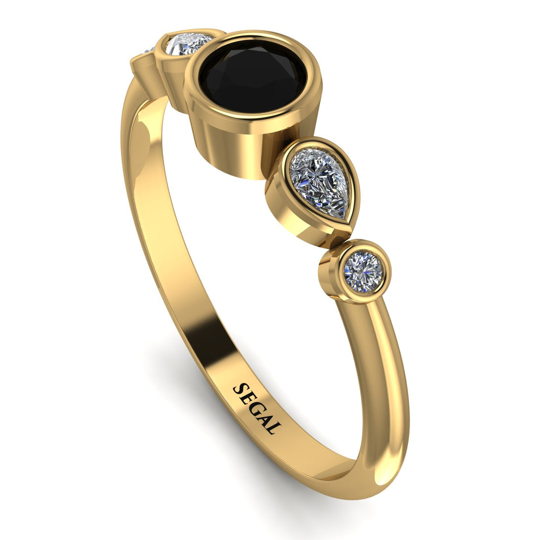 Bezel Symmetrical Black Diamond Ring - Ivy No. 7