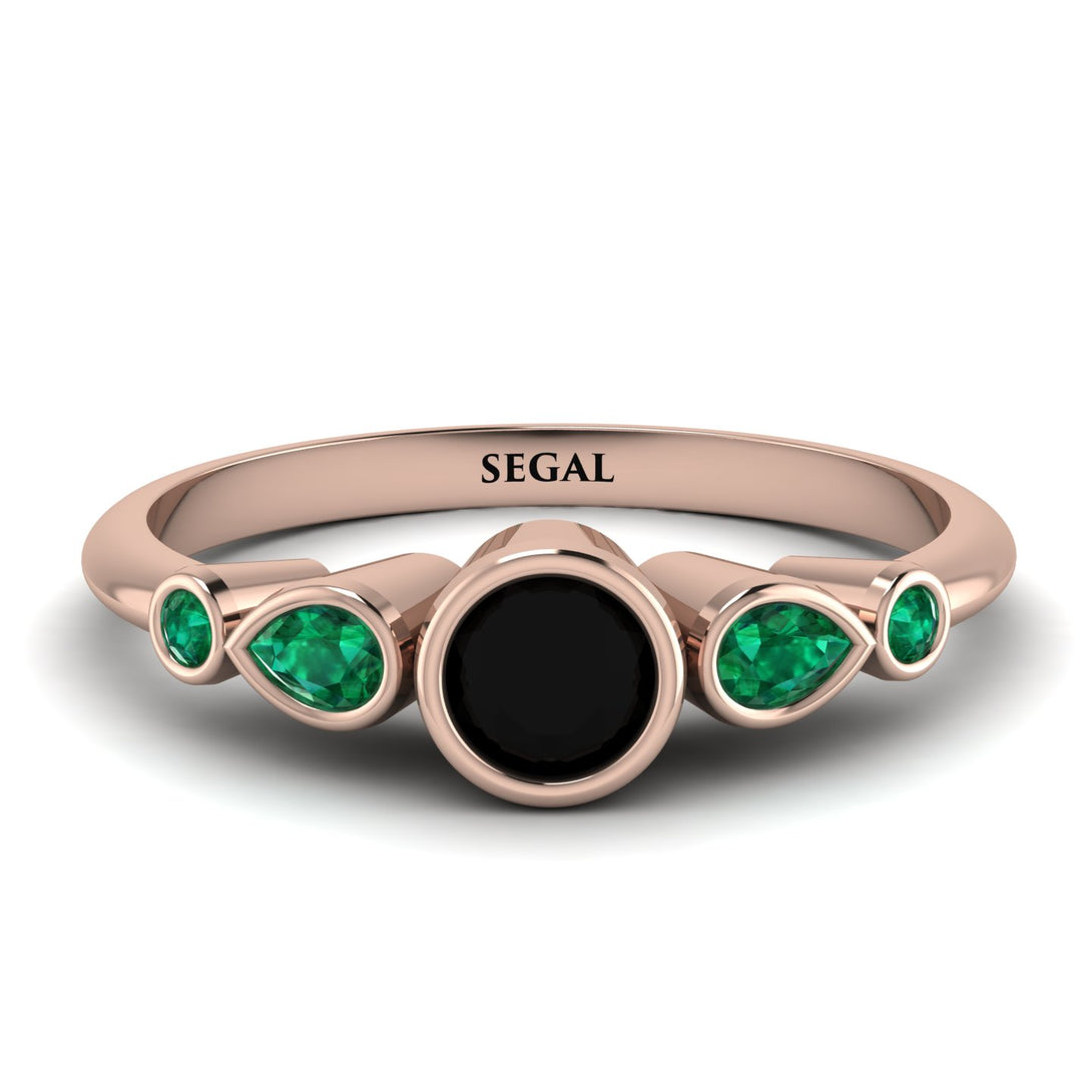 Bezel Symmetrical Black Diamond Ring - Ivy No. 23