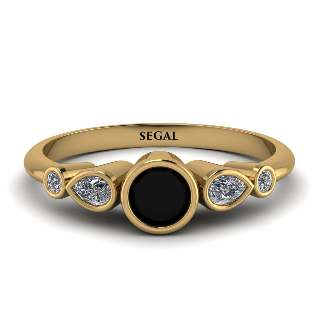 Bezel Symmetrical Black Diamond Ring - Ivy No. 7