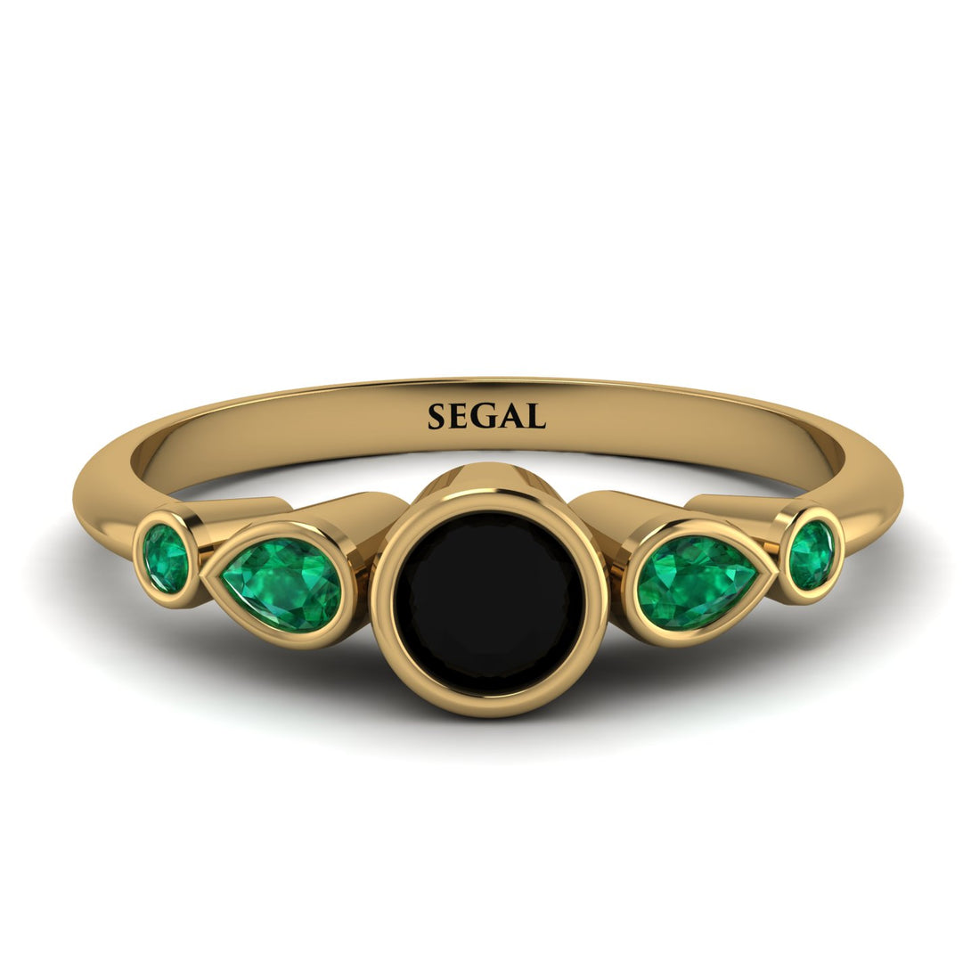 Bezel Symmetrical Black Diamond Ring - Ivy No. 22