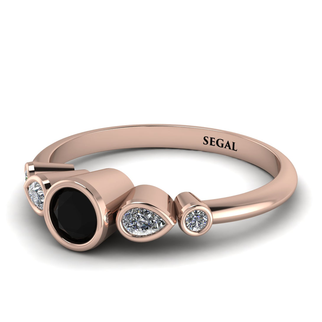 Bezel Symmetrical Black Diamond Ring - Ivy No. 8