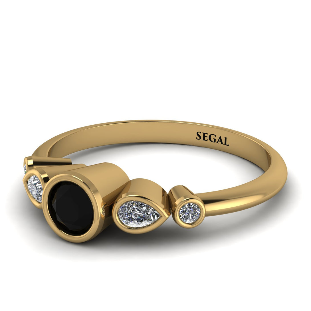 Bezel Symmetrical Black Diamond Ring - Ivy No. 7