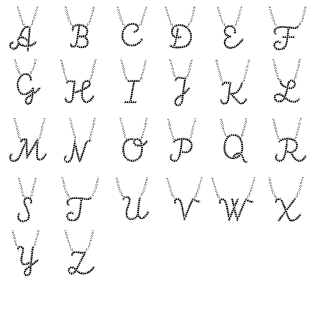 Black Diamond Gold Letter Necklace - K