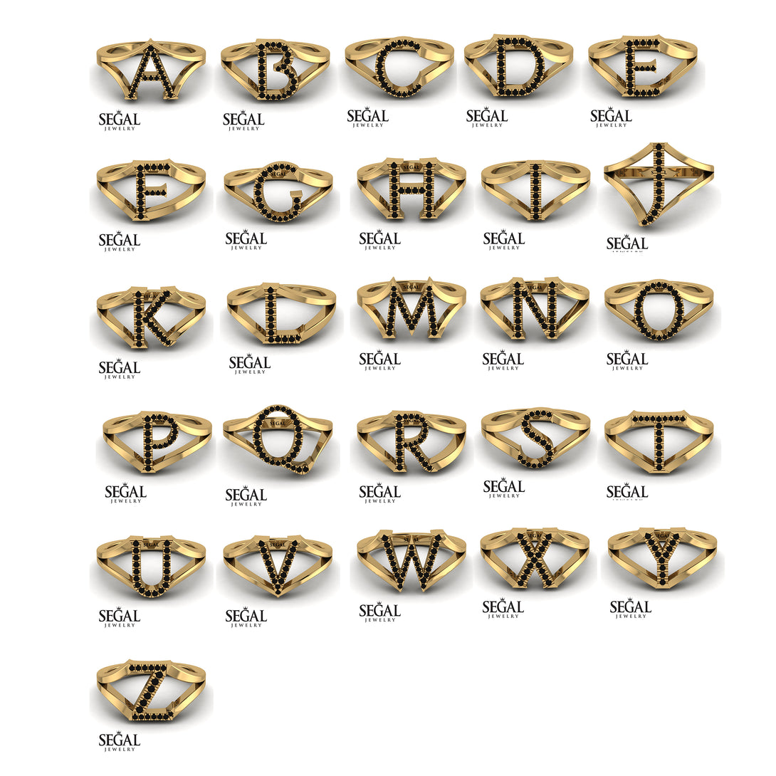 Black Diamond Initial I Ring