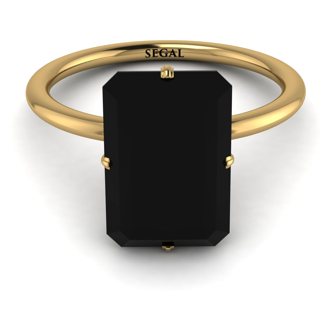 John's Custom Emerald Cut Black Diamond Solitaire Engagement Ring - Vanessa No. 70