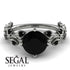 Black Diamond Ring Leaves All Around in White Gold- Sydney 2ct