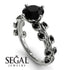 Black Diamond Ring Leaves All Around in White Gold- Sydney 2ct