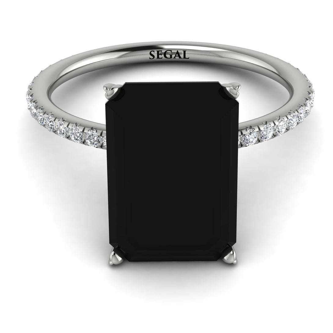 Melodi's Custom Hidden Halo Emerald Cut Black Diamond Engagement Ring - Melodi No. 39