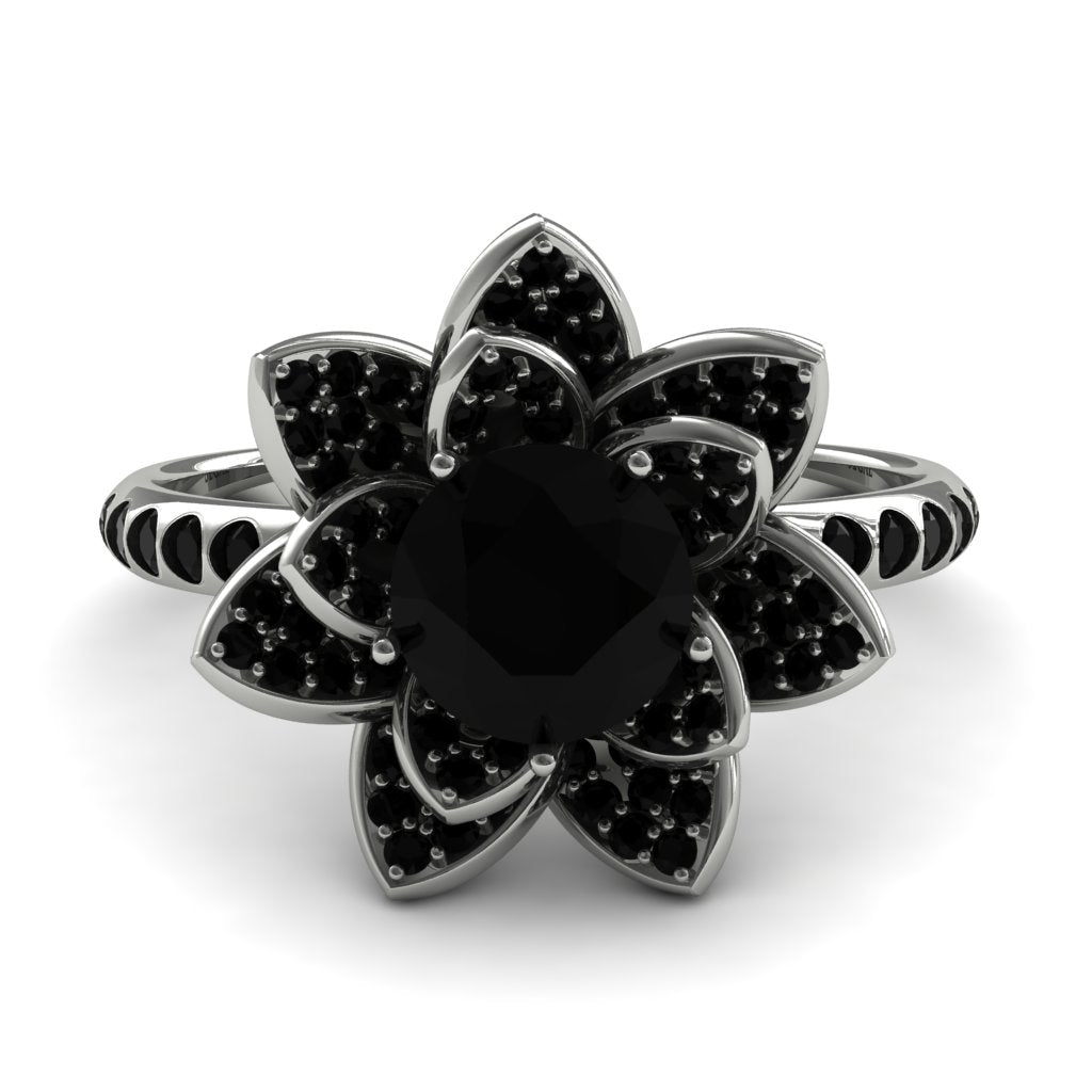 Lotus Black Diamond Engagement Ring - Princess Lotus no. 6