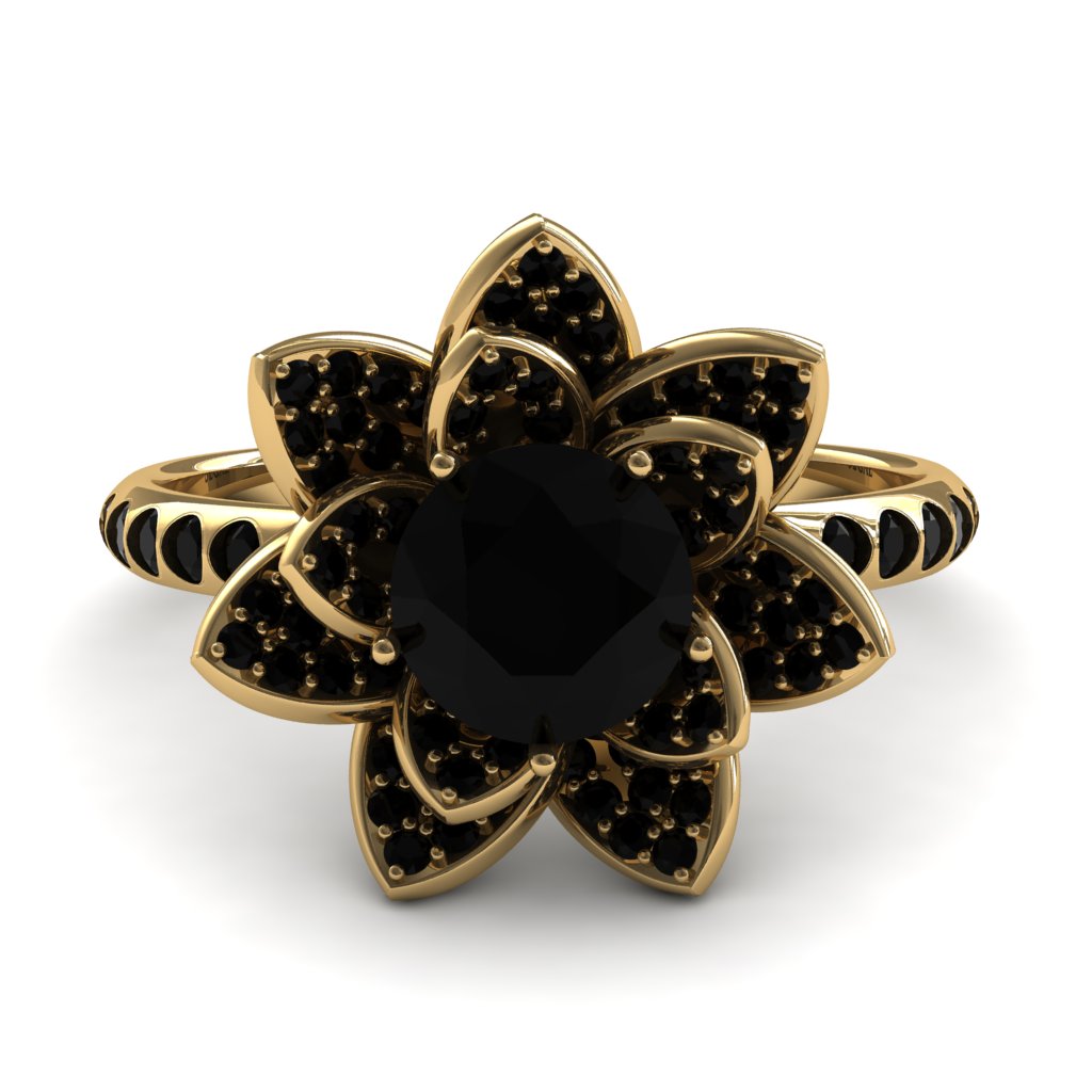 Lotus Black Diamond Engagement Ring - Princess Lotus no. 4