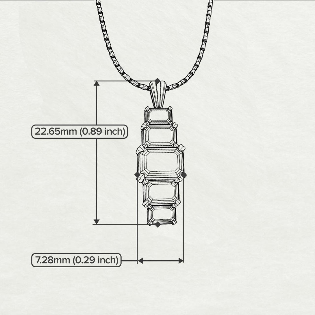 Emerald Cut Emerald Stairs Necklace - Briella No. 21