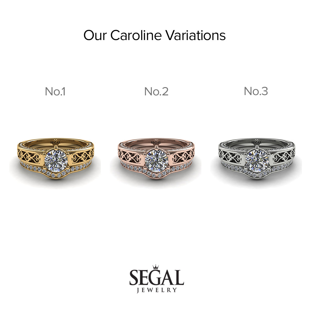 The Sparkling Hearts Bridal Set Diamond Ring- Caroline no. 1